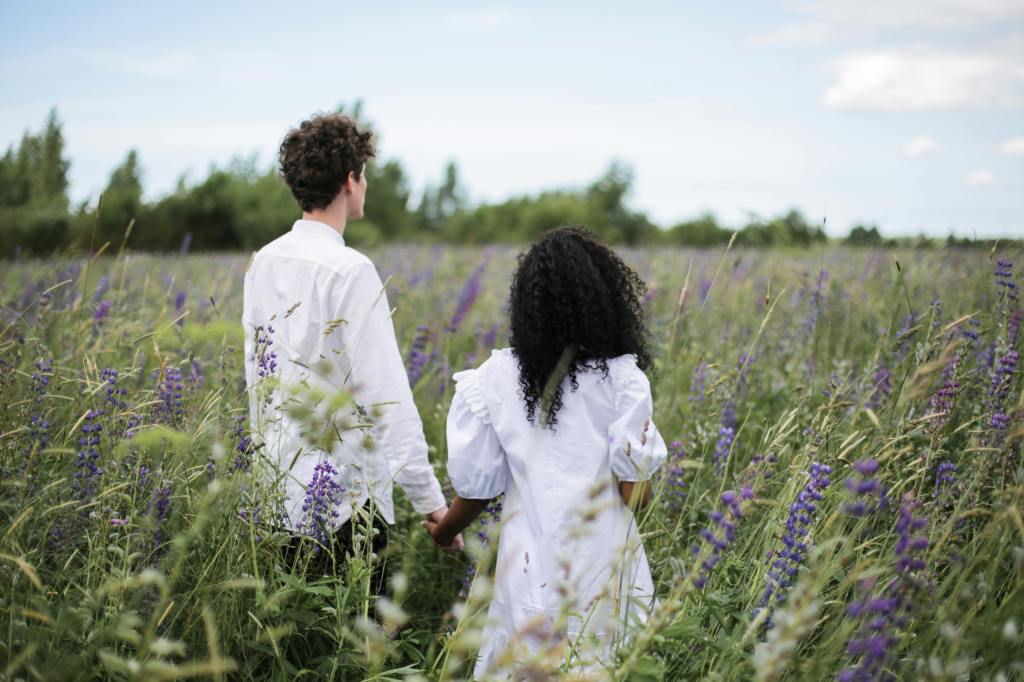 A couple in a field at a crossroads in life.